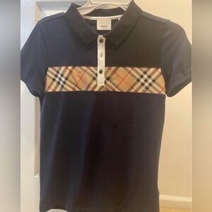 Burberry Boys Size 14  Polo with Navy and Plaid